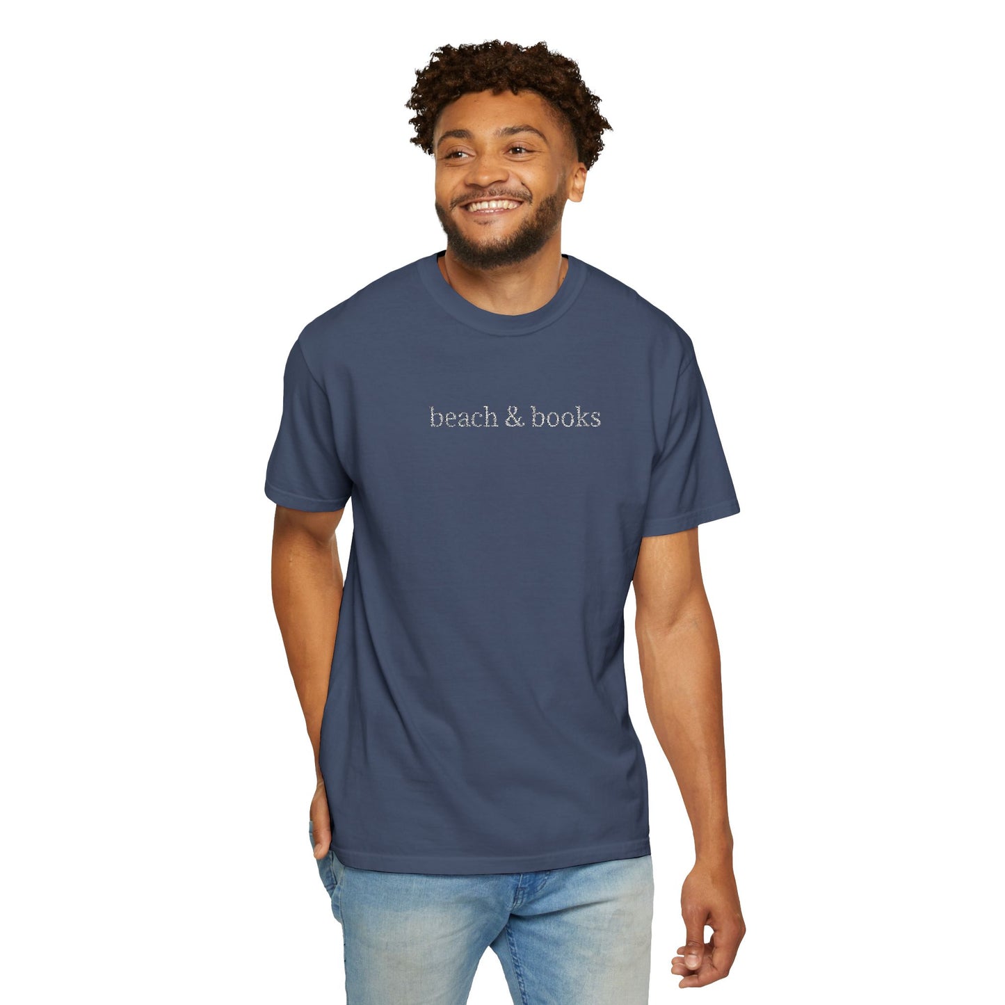 Beach & Books Embroidered Tee – Comfort Colors Unisex T-Shirt