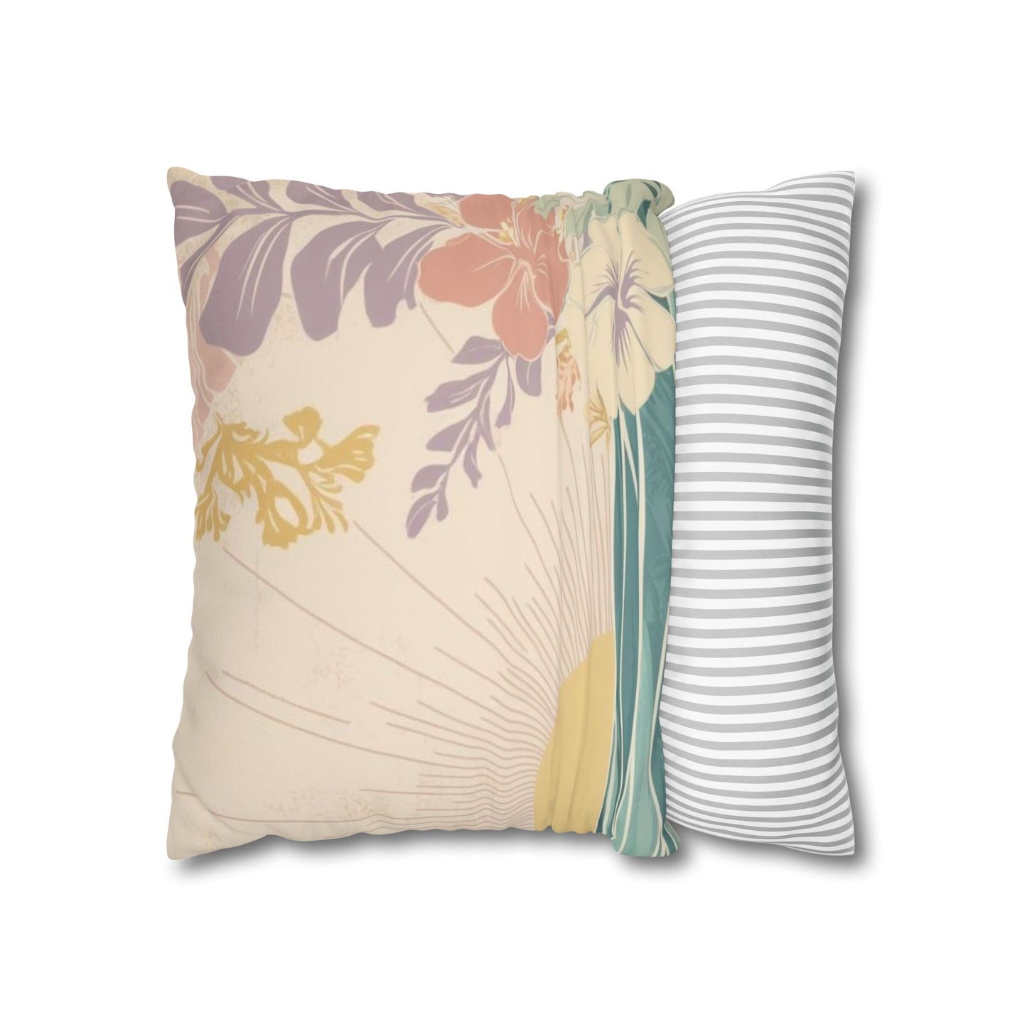 Faux Suede Square Pillow Cover Pastel Sunrise Wave (4 sizes)