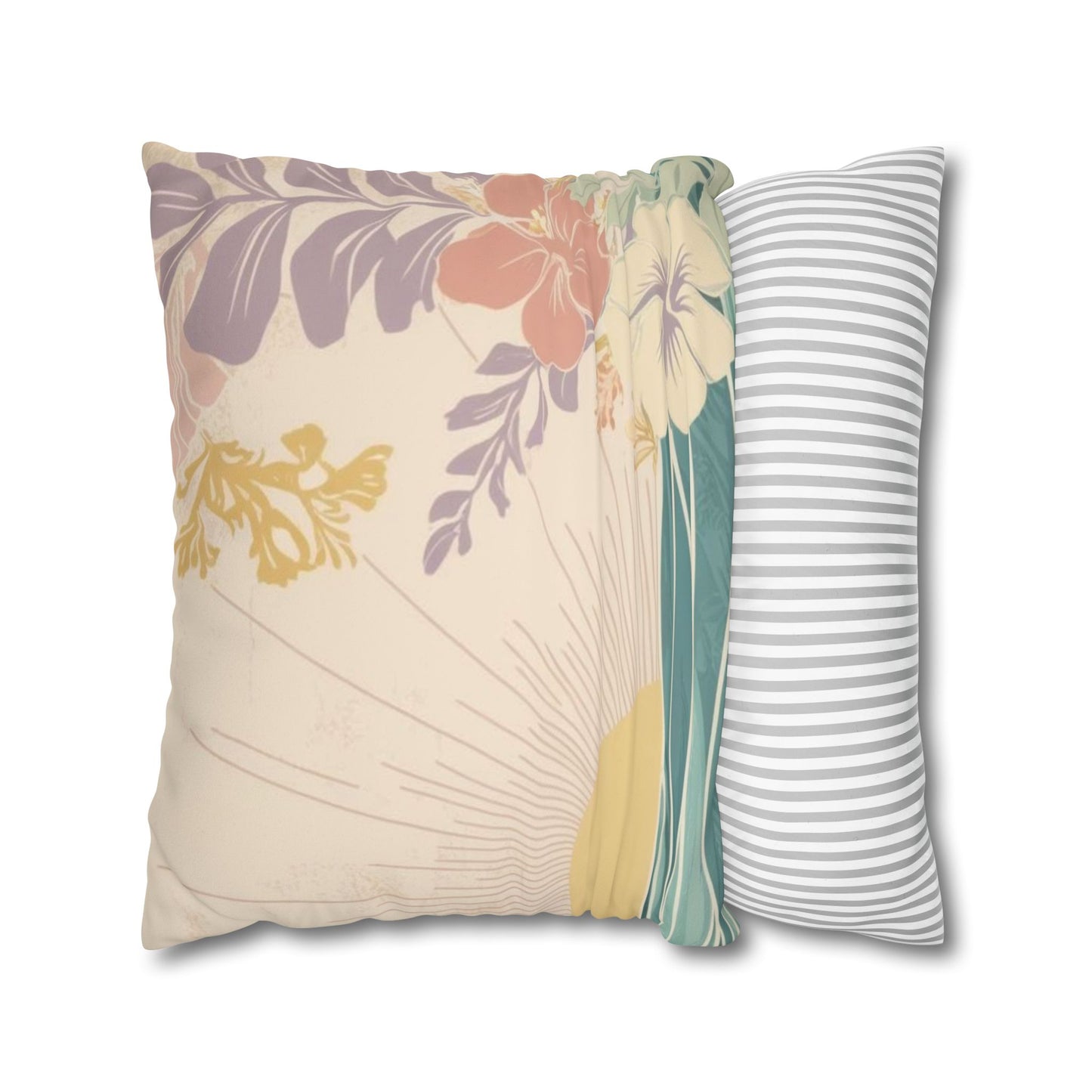Faux Suede Square Pillow Cover Pastel Sunrise Wave (4 sizes)