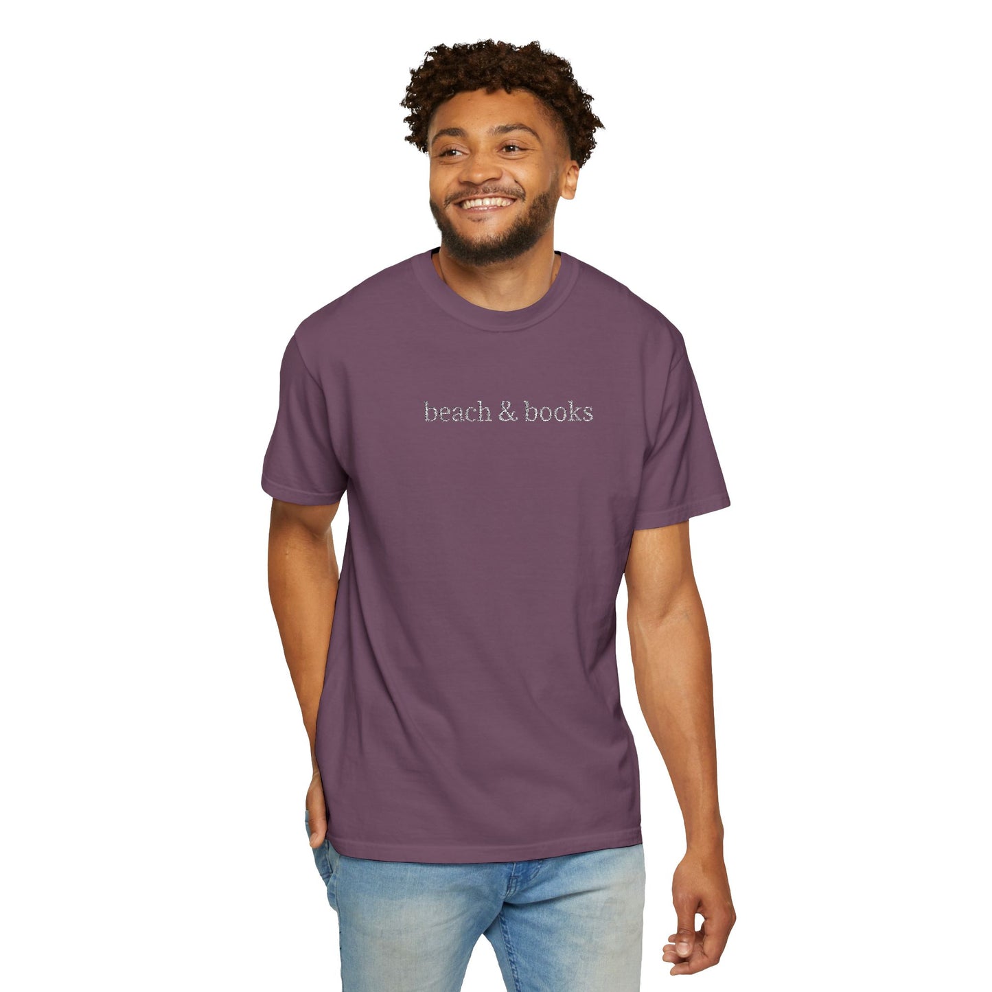 Beach & Books Embroidered Tee – Comfort Colors Unisex T-Shirt