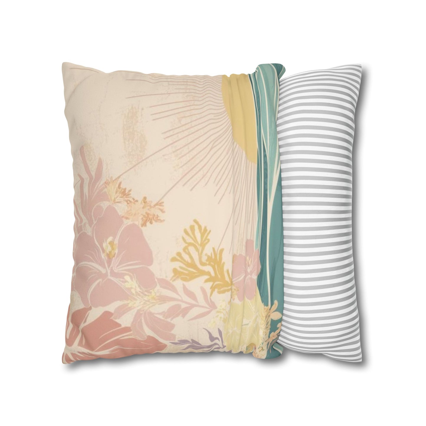 Faux Suede Square Pillow Cover Pastel Sunrise Wave (4 sizes)