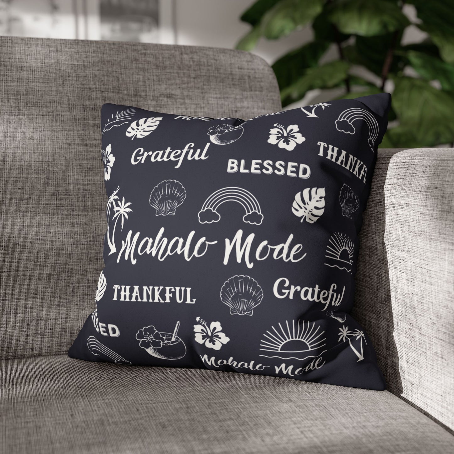 Faux Suede Square Pillow Mahalo Mode Navy (4 sizes)