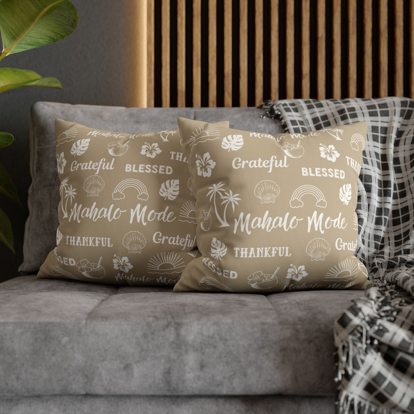 Faux Suede Square Pillow Mahalo Mode Tan (4 sizes)