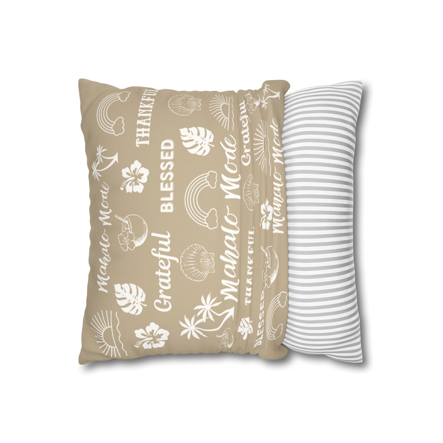 Faux Suede Square Pillow Mahalo Mode Tan (4 sizes)