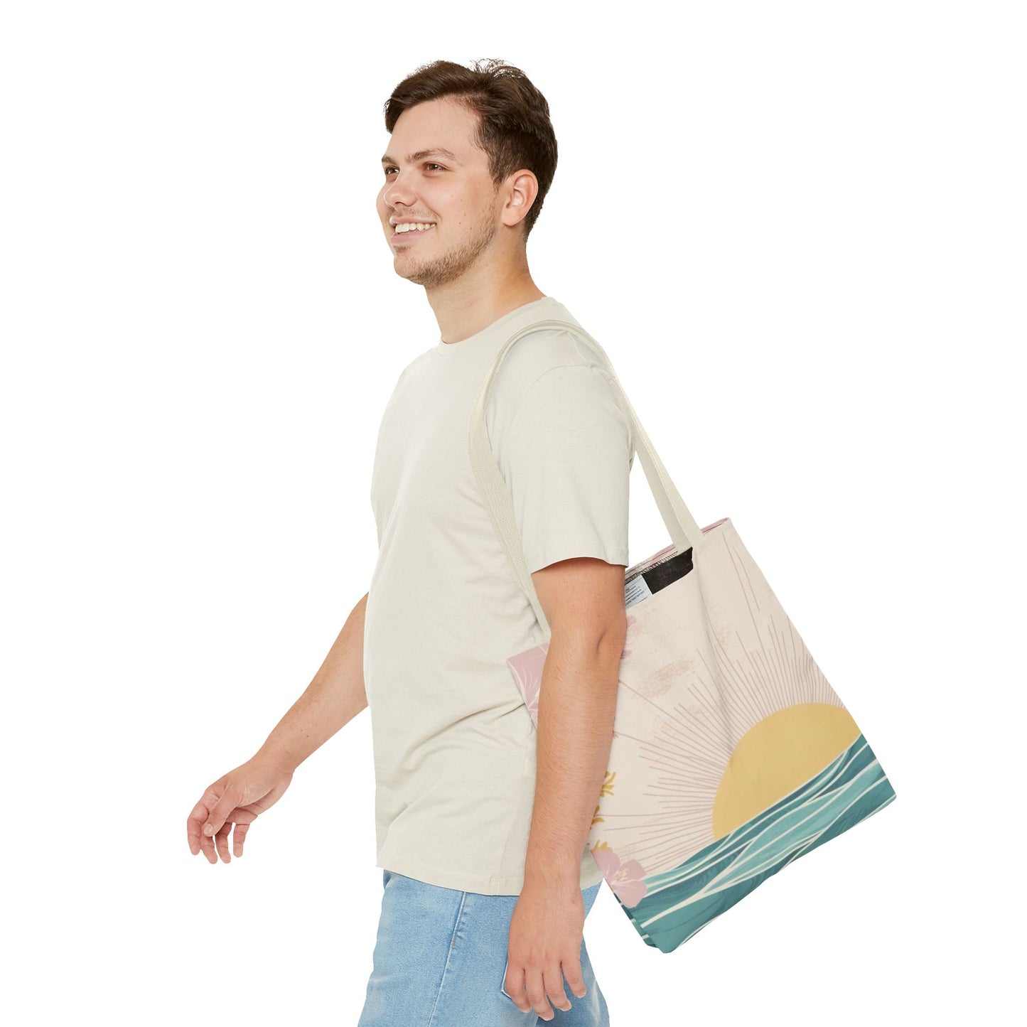 Sunrise Glow Floral Tote – Eco-Friendly Pastel Bag for Beach, Market & Everyday Style