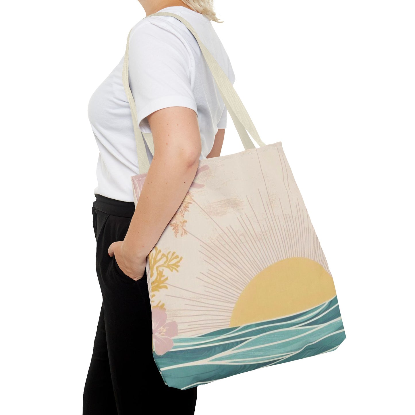 Sunrise Glow Floral Tote – Eco-Friendly Pastel Bag for Beach, Market & Everyday Style