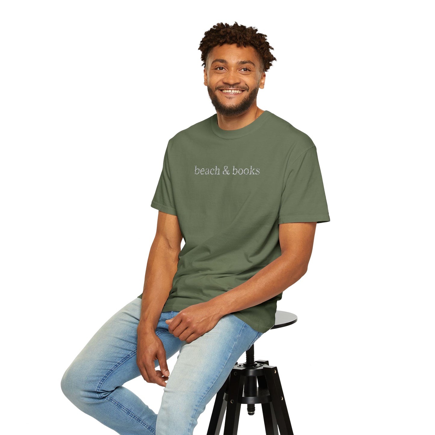Beach & Books Embroidered Tee – Comfort Colors Unisex T-Shirt