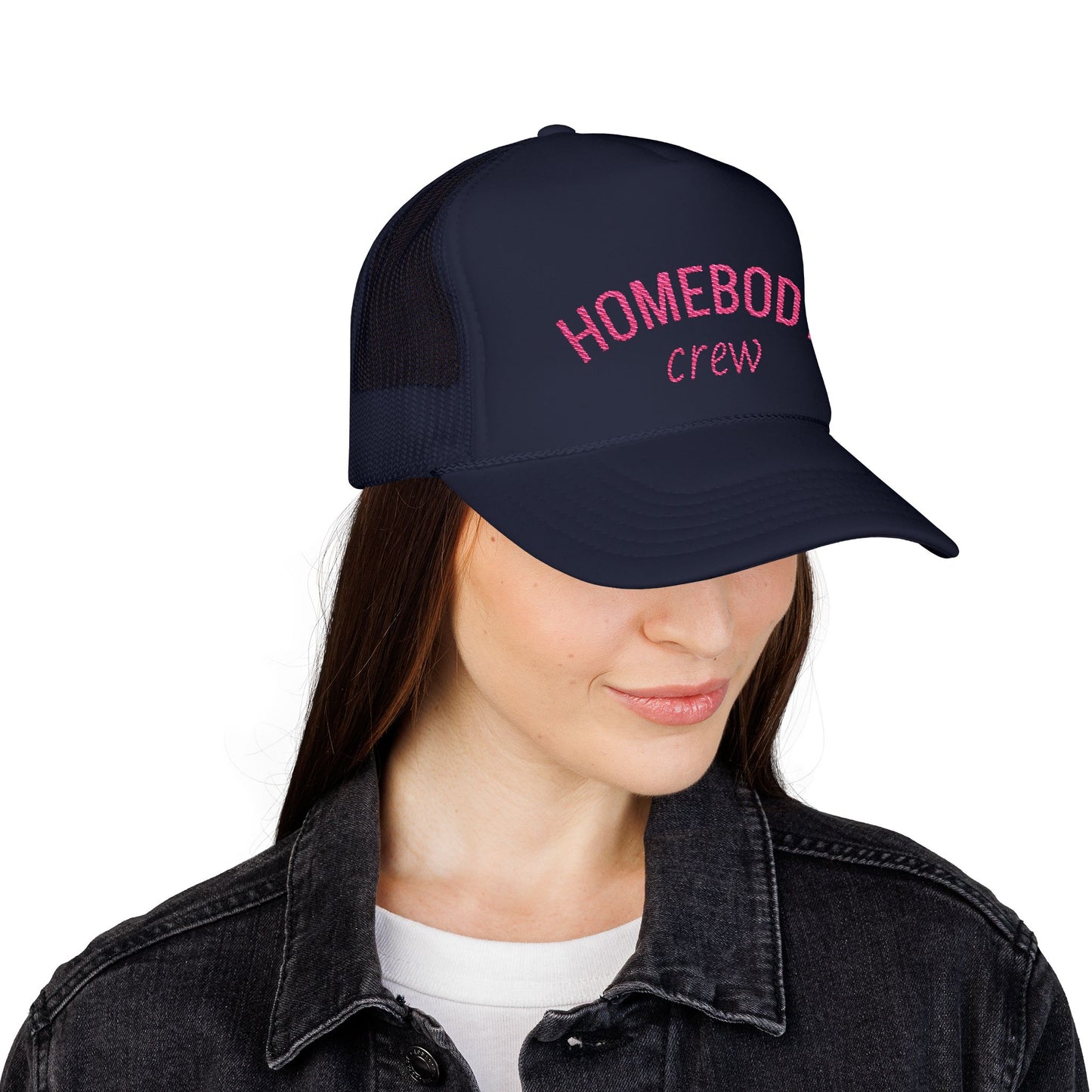 Homebody Crew Trucker Hat – Pink Vibes