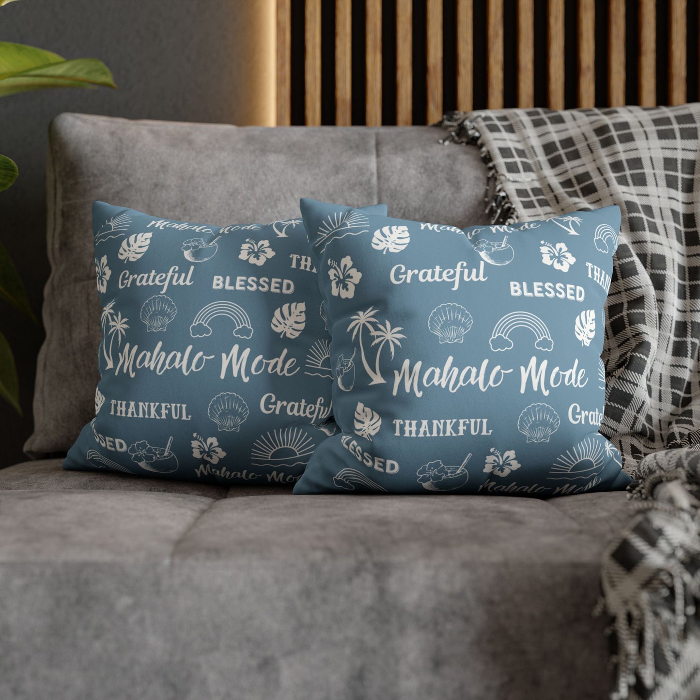 Faux Suede Square Pillow Mahalo Mode Dusty Blue (4 sizes)