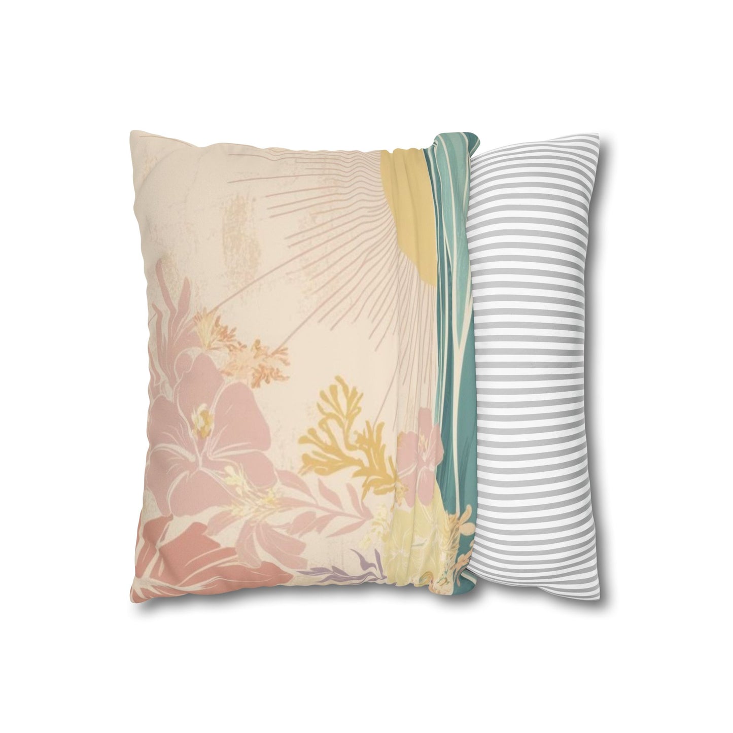 Faux Suede Square Pillow Cover Pastel Sunrise Wave (4 sizes)