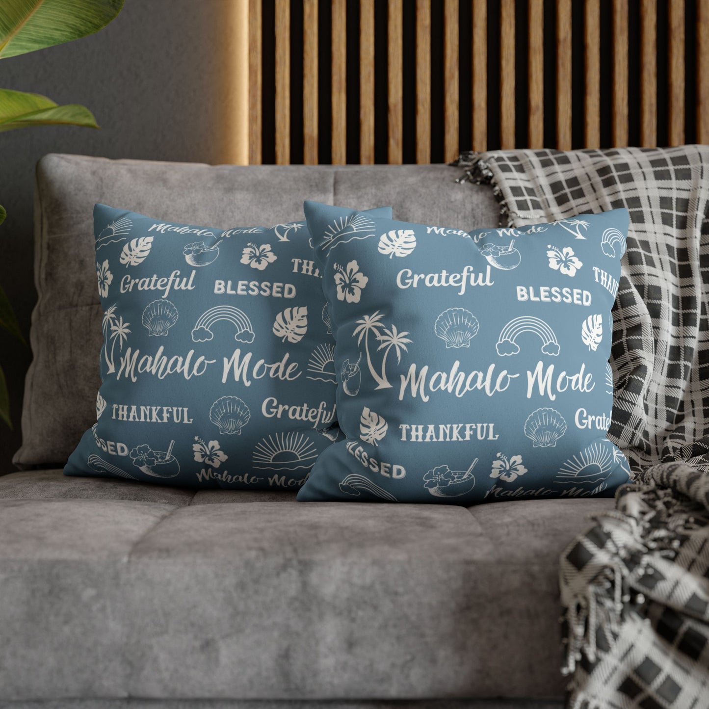 Faux Suede Square Pillow Mahalo Mode Dusty Blue (4 sizes)