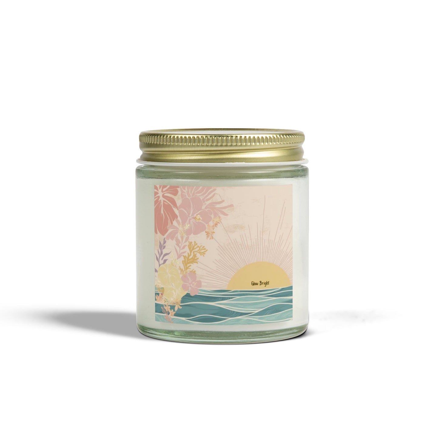 Glow Bright Pastel Sunrise Scented Candle - Coconut Apricot Wax 4oz