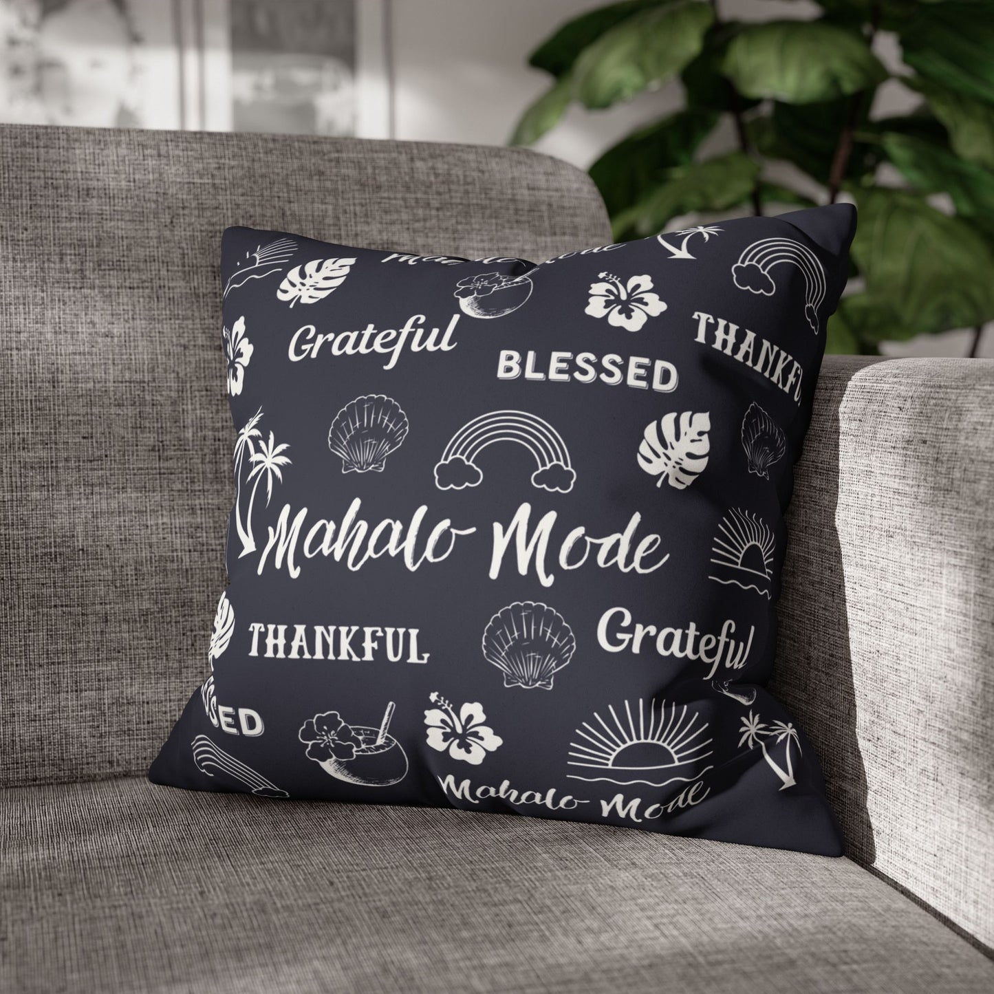 Faux Suede Square Pillow Mahalo Mode Navy (4 sizes)