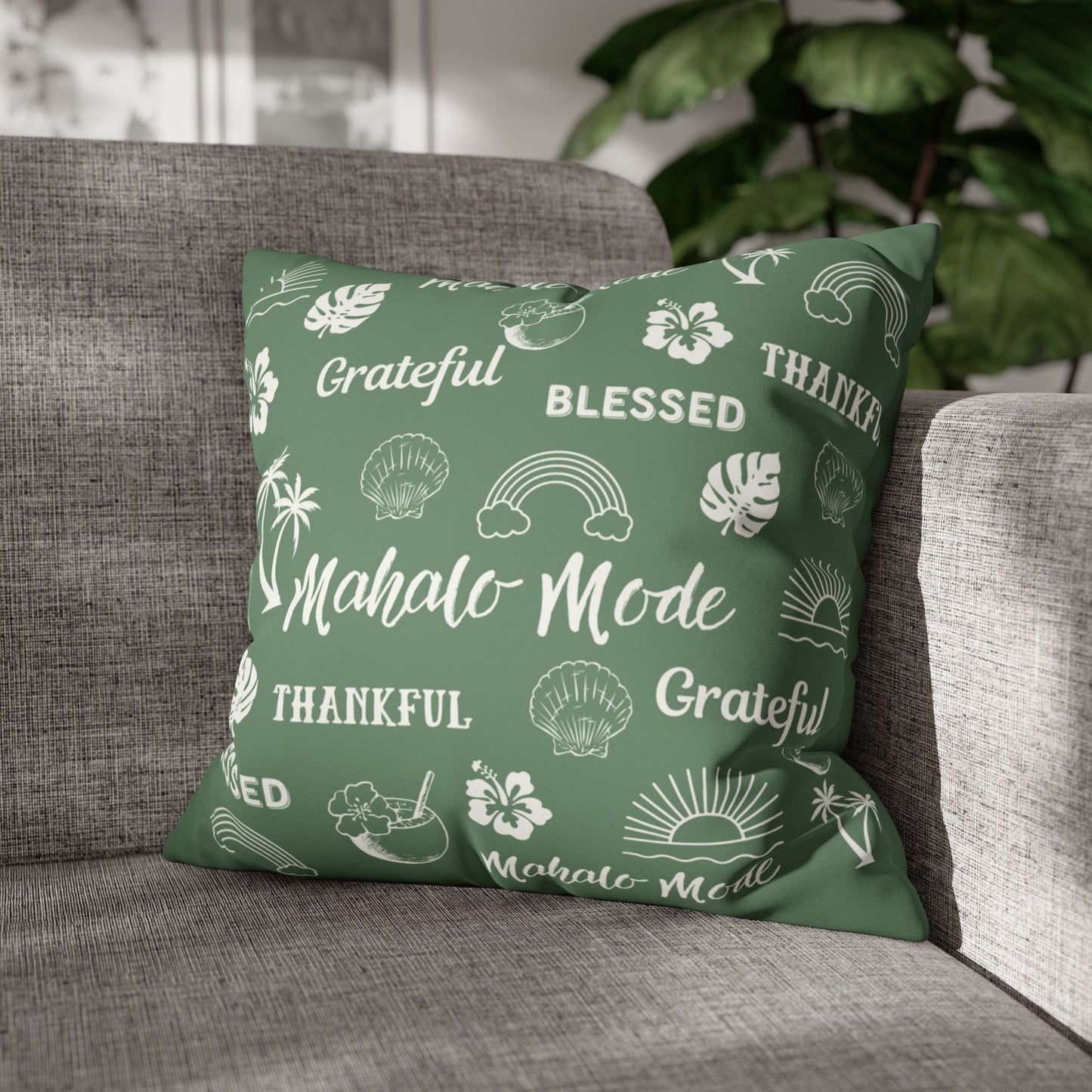 Faux Suede Square Pillow Mahalo Mode Sage (4 sizes)