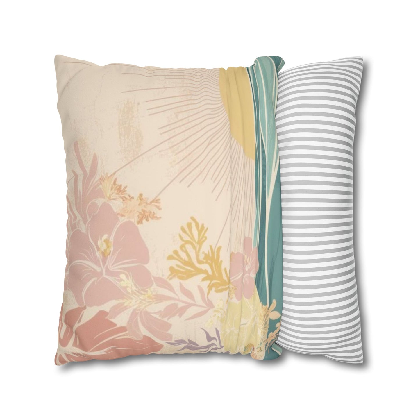 Faux Suede Square Pillow Cover Pastel Sunrise Wave (4 sizes)