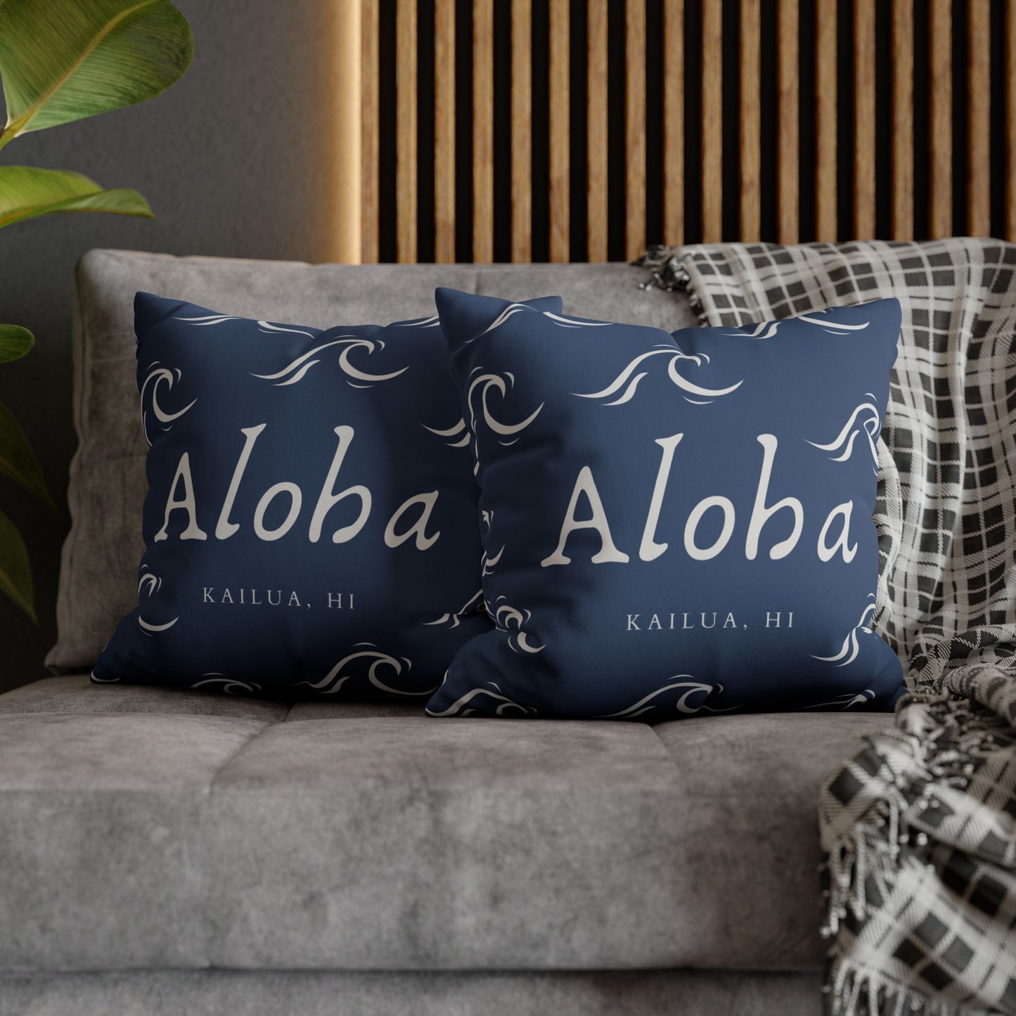 Aloha Wave Faux Suede Throw Pillow Cover | Island-Inspired Accent Pillow