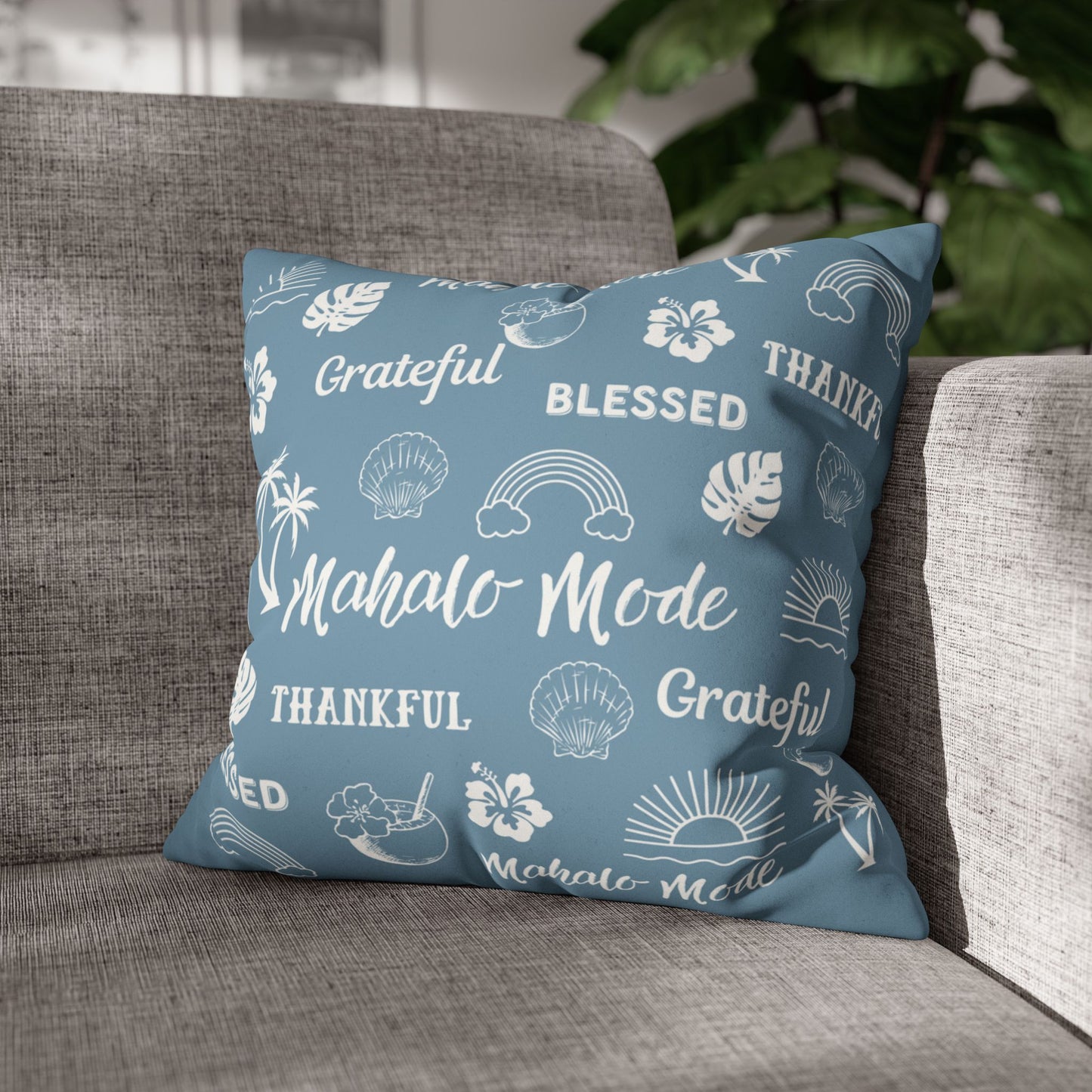 Faux Suede Square Pillow Mahalo Mode Dusty Blue (4 sizes)