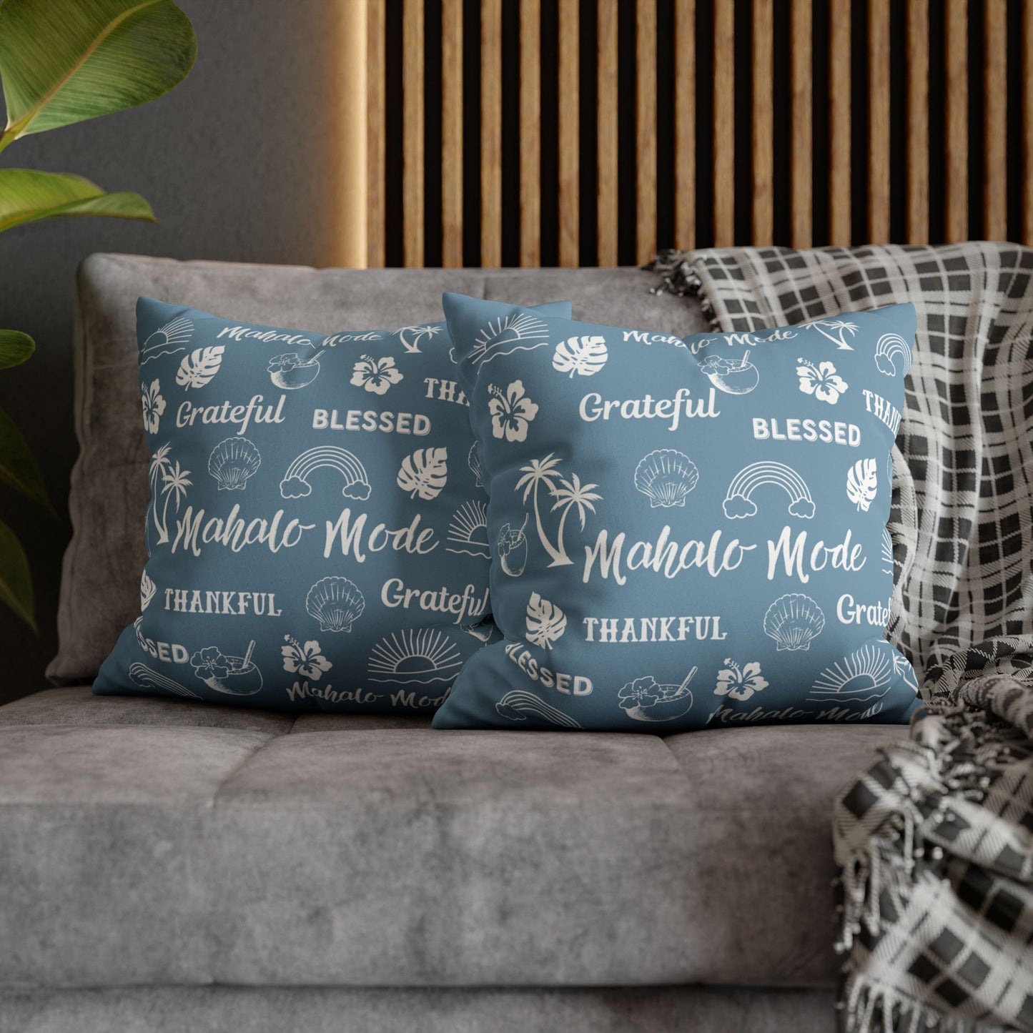 Faux Suede Square Pillow Mahalo Mode Dusty Blue (4 sizes)