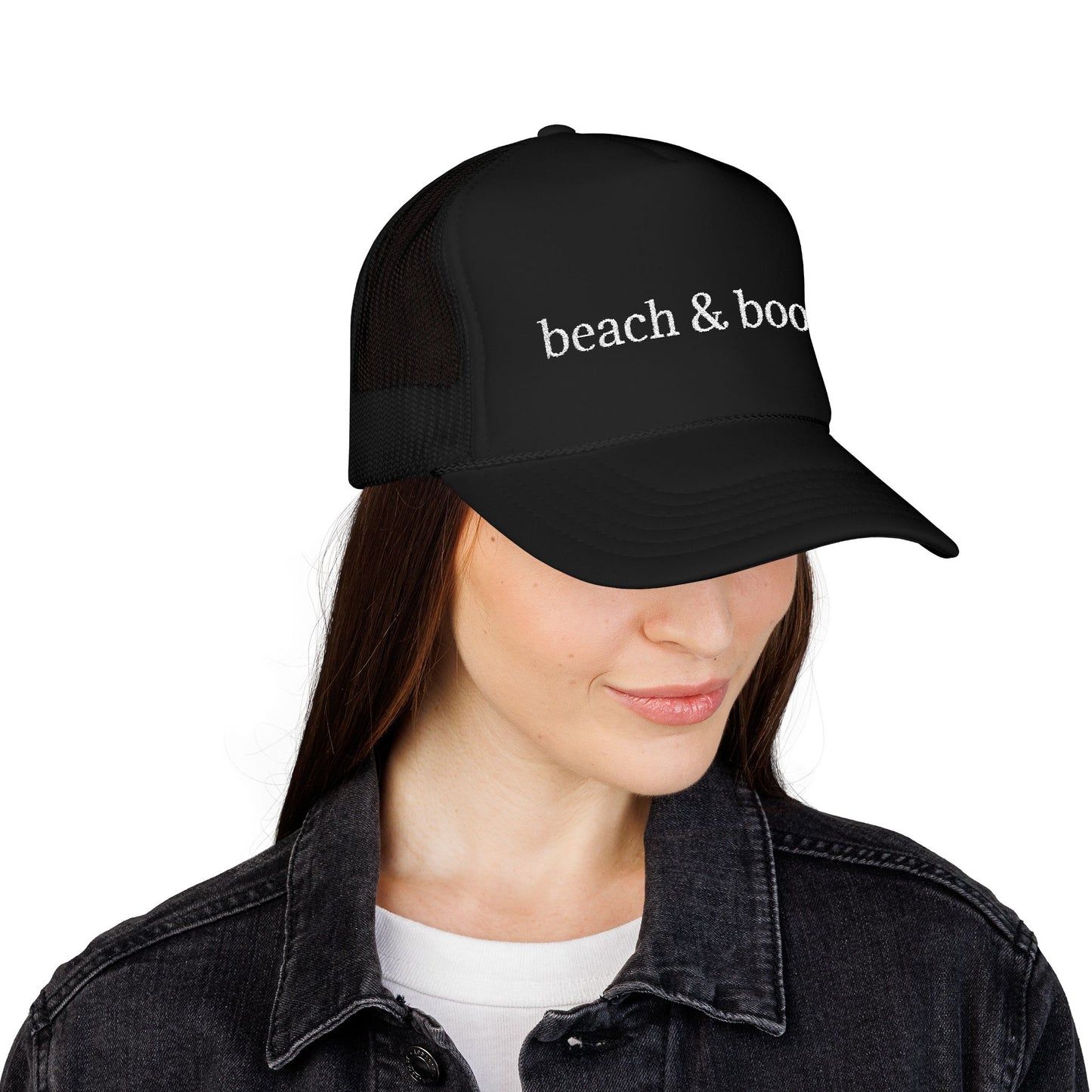 Beach & Books Foam Trucker Hat – Embroidered Island Style