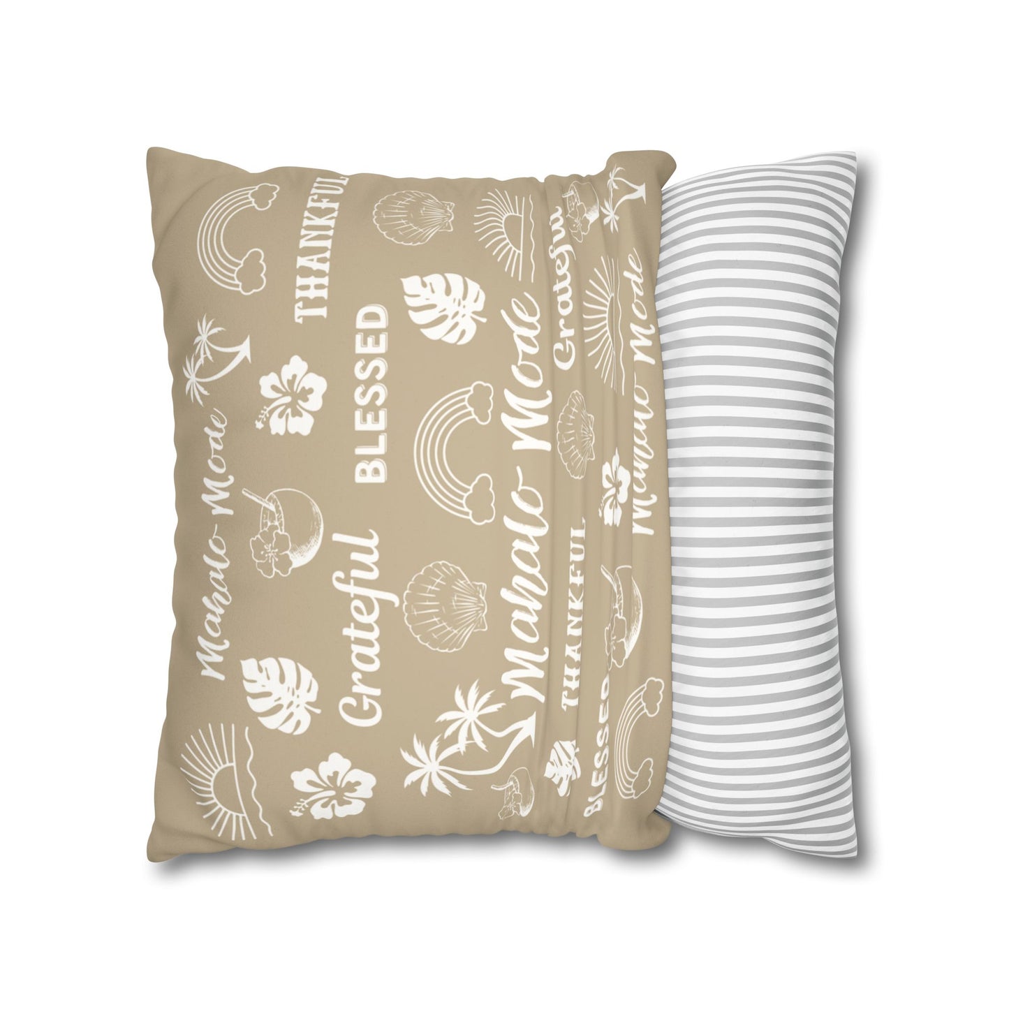 Faux Suede Square Pillow Mahalo Mode Tan (4 sizes)