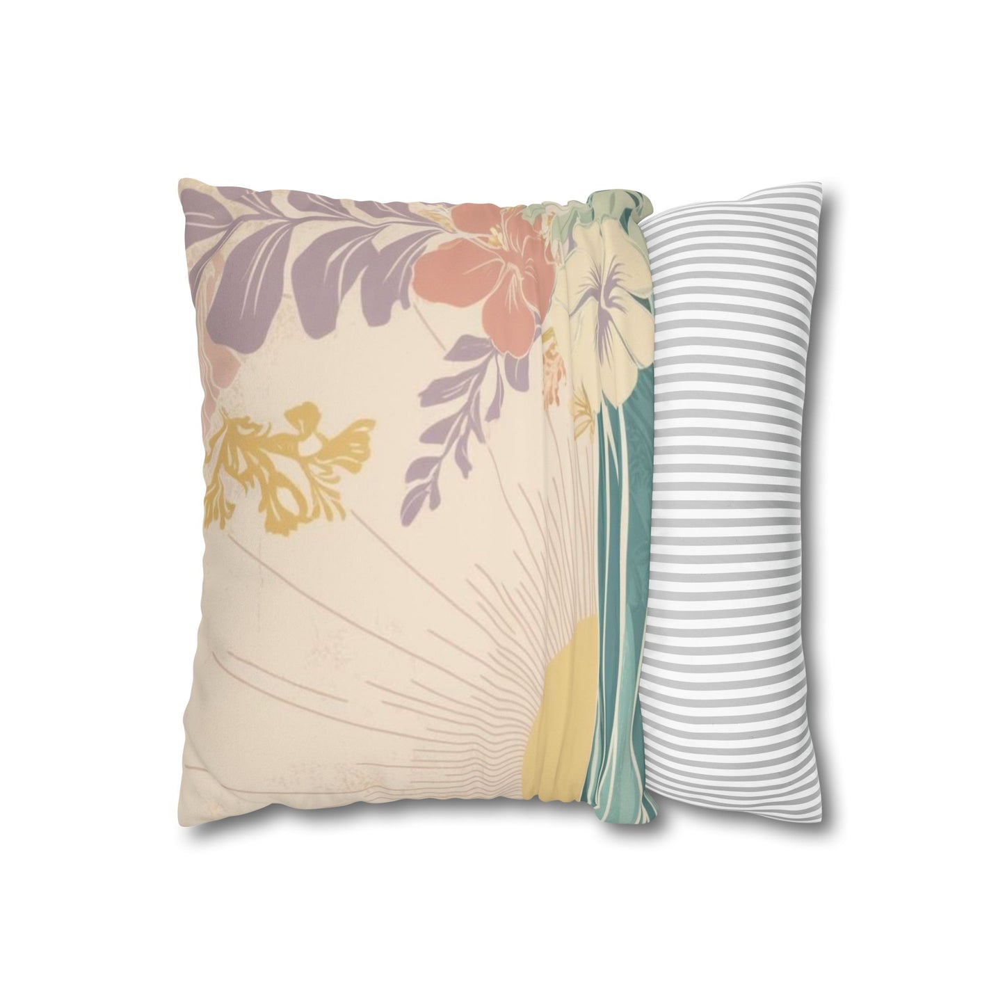 Faux Suede Square Pillow Cover Pastel Sunrise Wave (4 sizes)