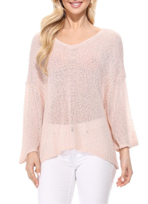Black Cross-Back Sweater – Scoop Neck & 3/4 Sleeve