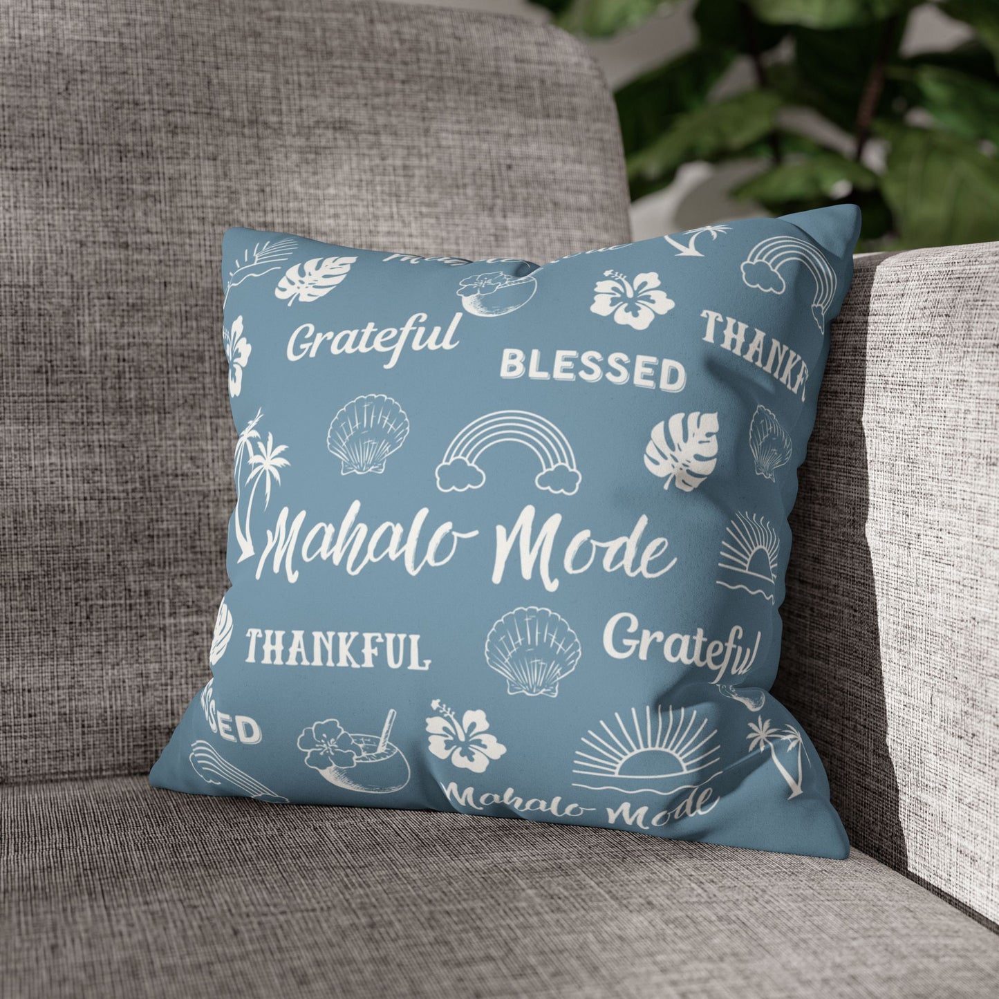 Faux Suede Square Pillow Mahalo Mode Dusty Blue (4 sizes)