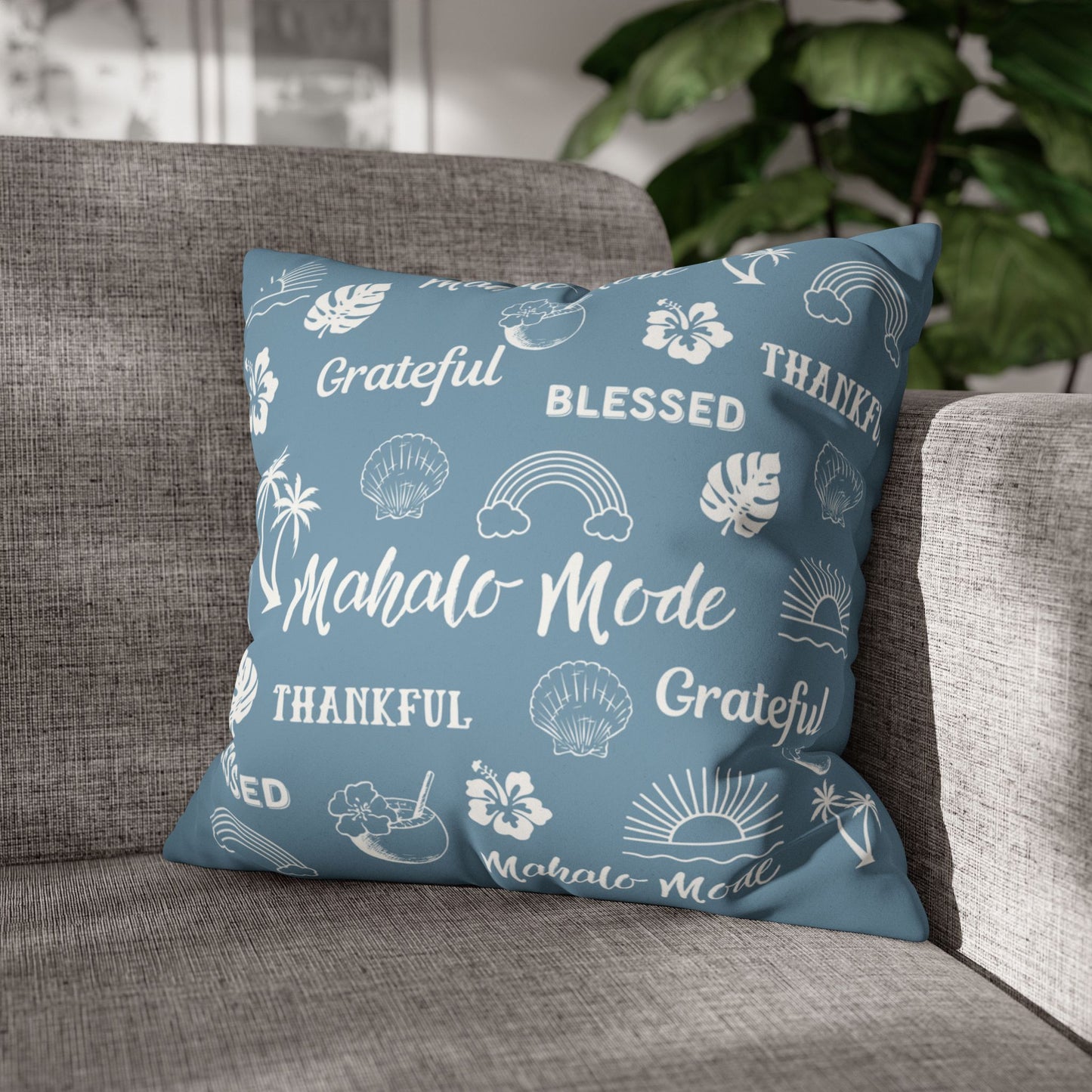 Faux Suede Square Pillow Mahalo Mode Dusty Blue (4 sizes)