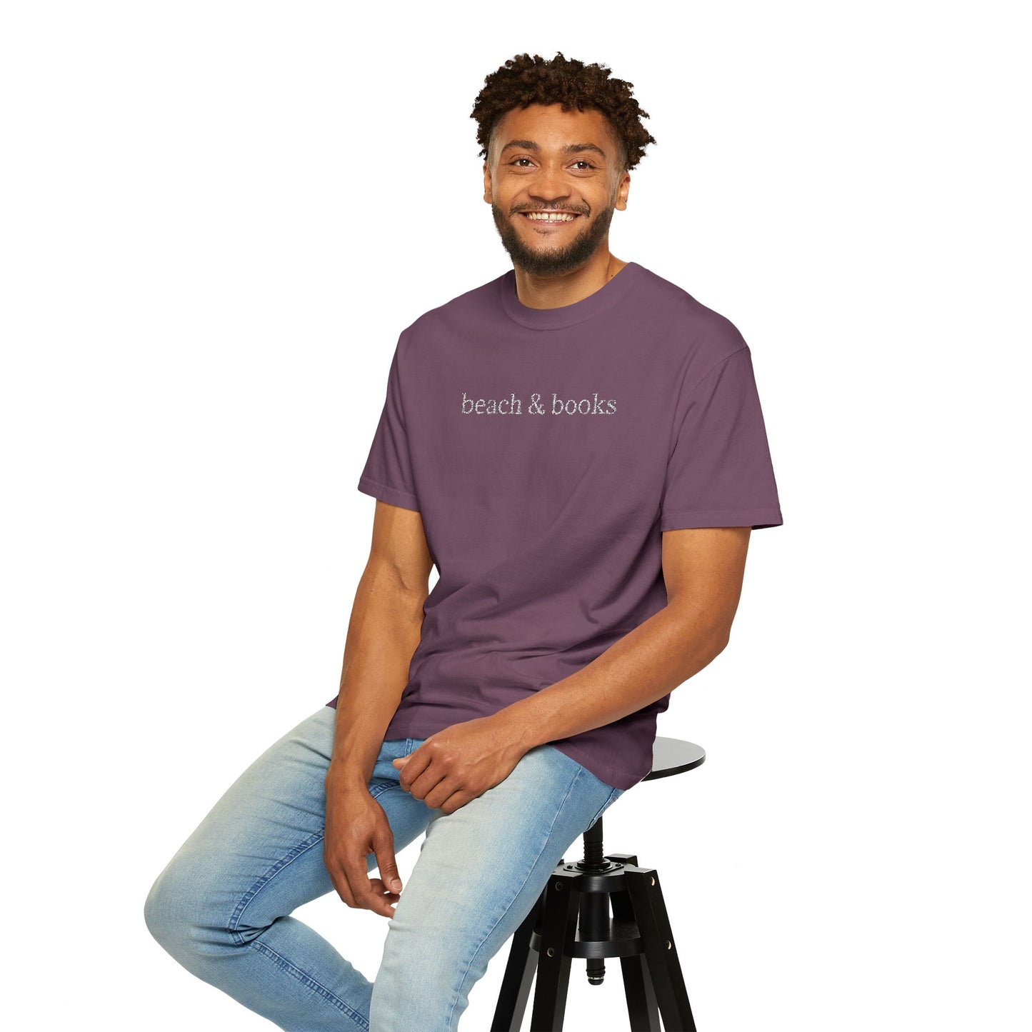 Beach & Books Embroidered Tee – Comfort Colors Unisex T-Shirt
