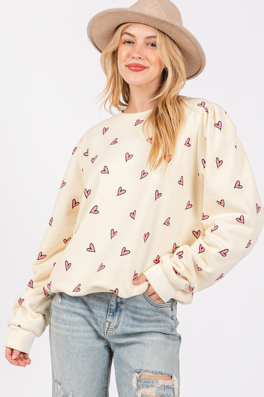 Heart Print Graphic Sweatshirt