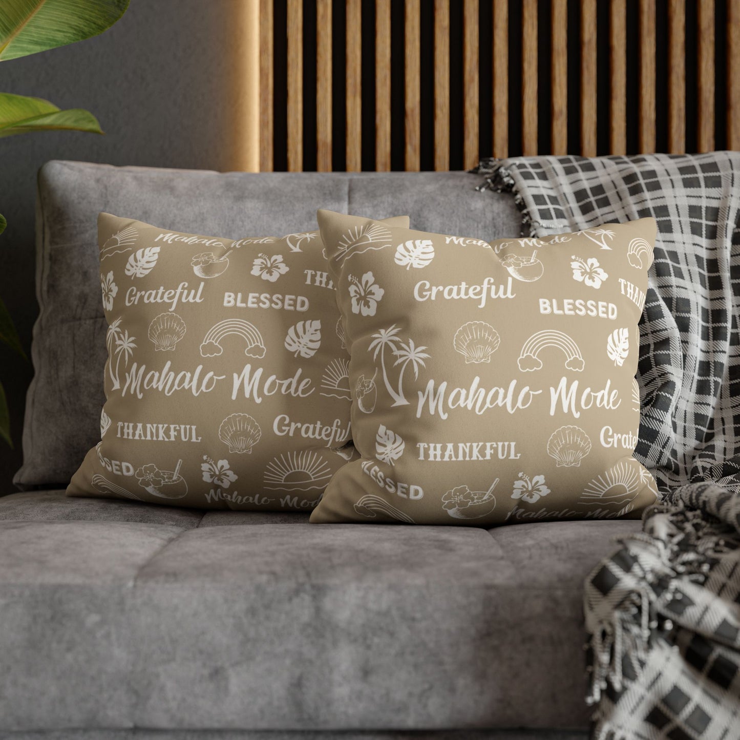 Faux Suede Square Pillow Mahalo Mode Tan (4 sizes)