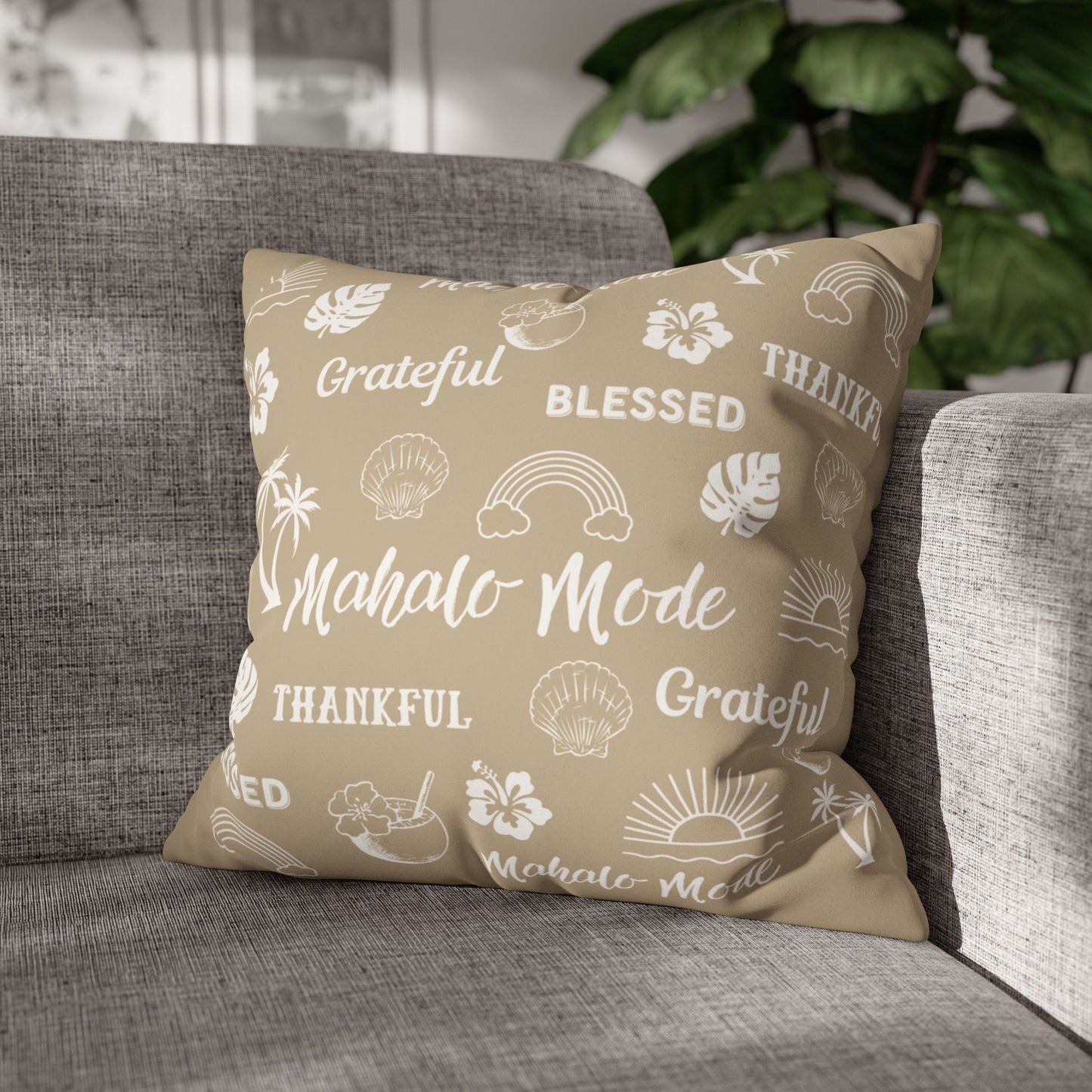 Faux Suede Square Pillow Mahalo Mode Tan (4 sizes)