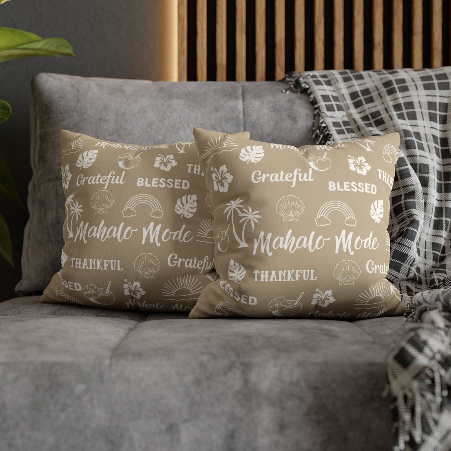 Faux Suede Square Pillow Mahalo Mode Tan (4 sizes)