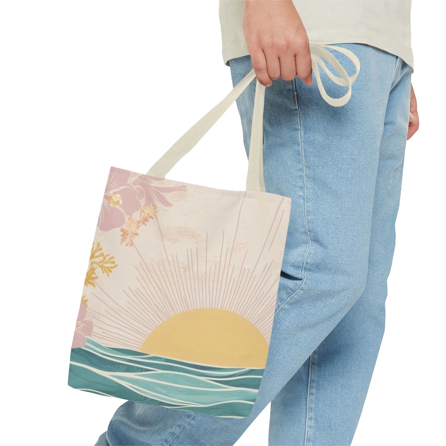Sunrise Glow Floral Tote – Eco-Friendly Pastel Bag for Beach, Market & Everyday Style