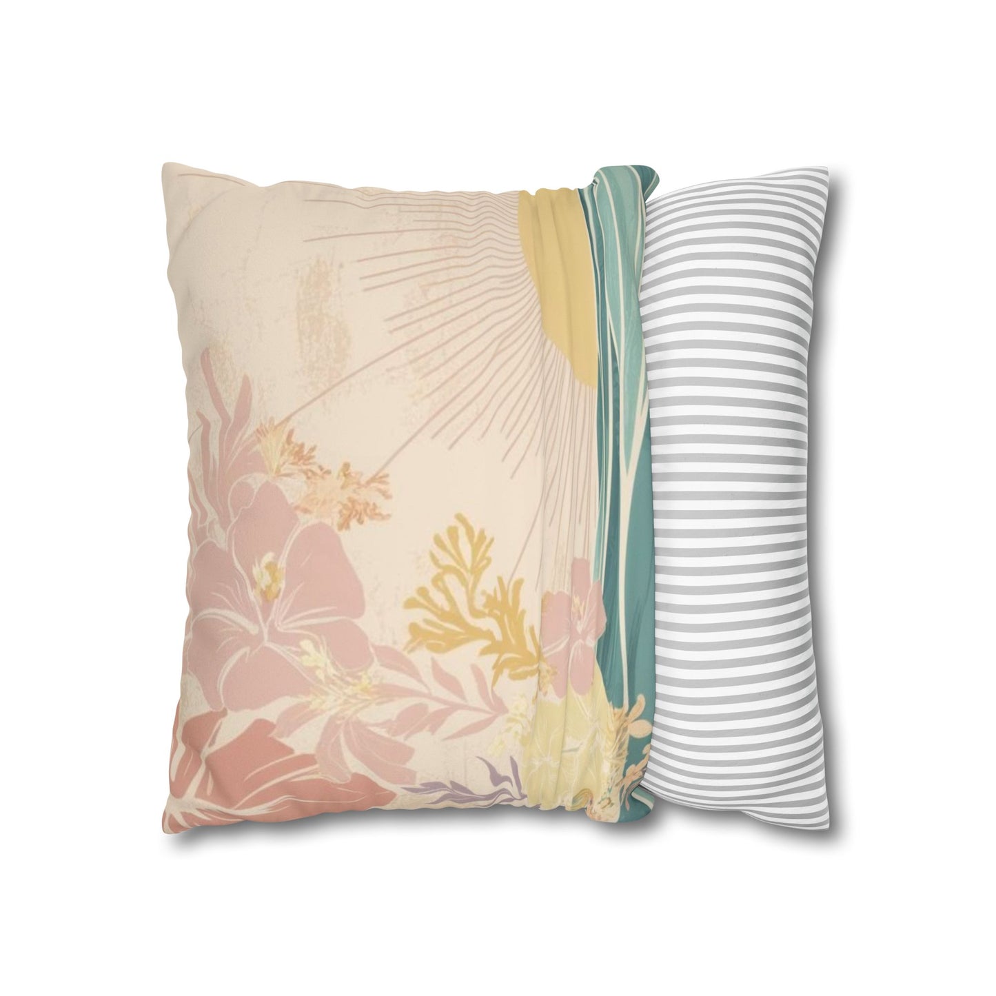 Faux Suede Square Pillow Cover Pastel Sunrise Wave (4 sizes)