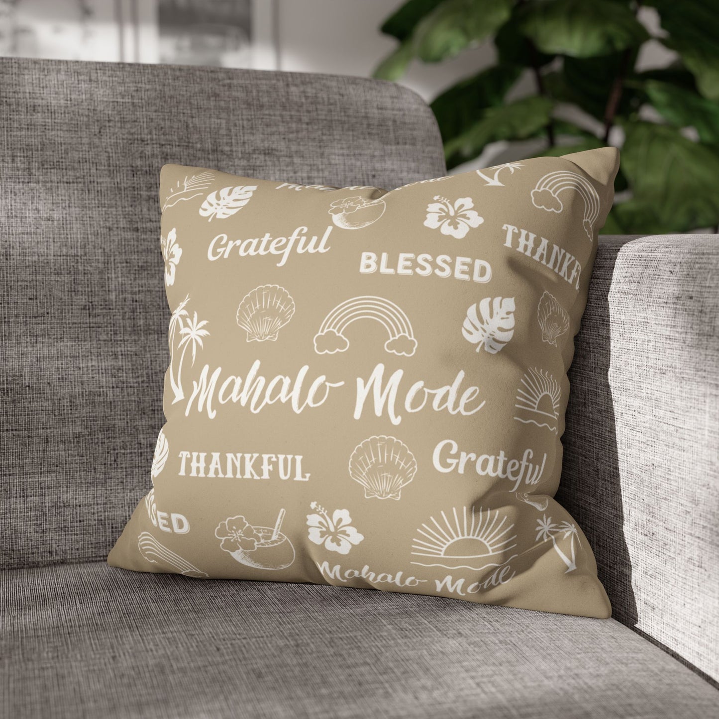 Faux Suede Square Pillow Mahalo Mode Tan (4 sizes)