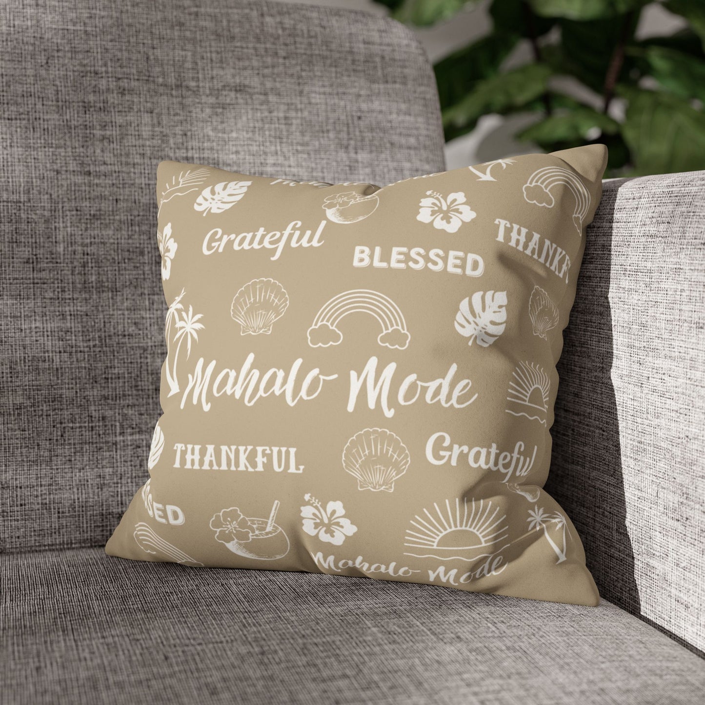 Faux Suede Square Pillow Mahalo Mode Tan (4 sizes)