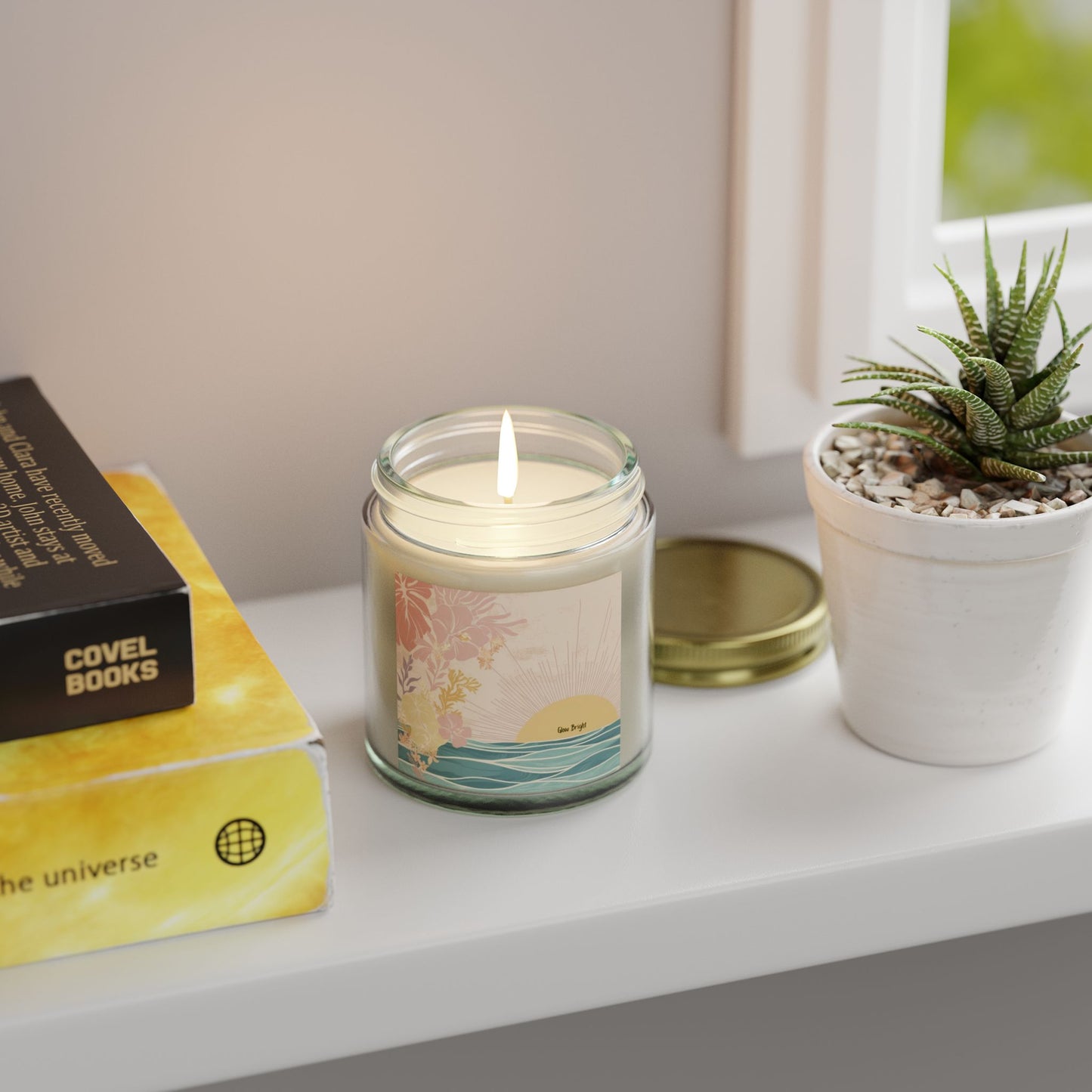 Glow Bright Pastel Sunrise Scented Candle - Coconut Apricot Wax 4oz