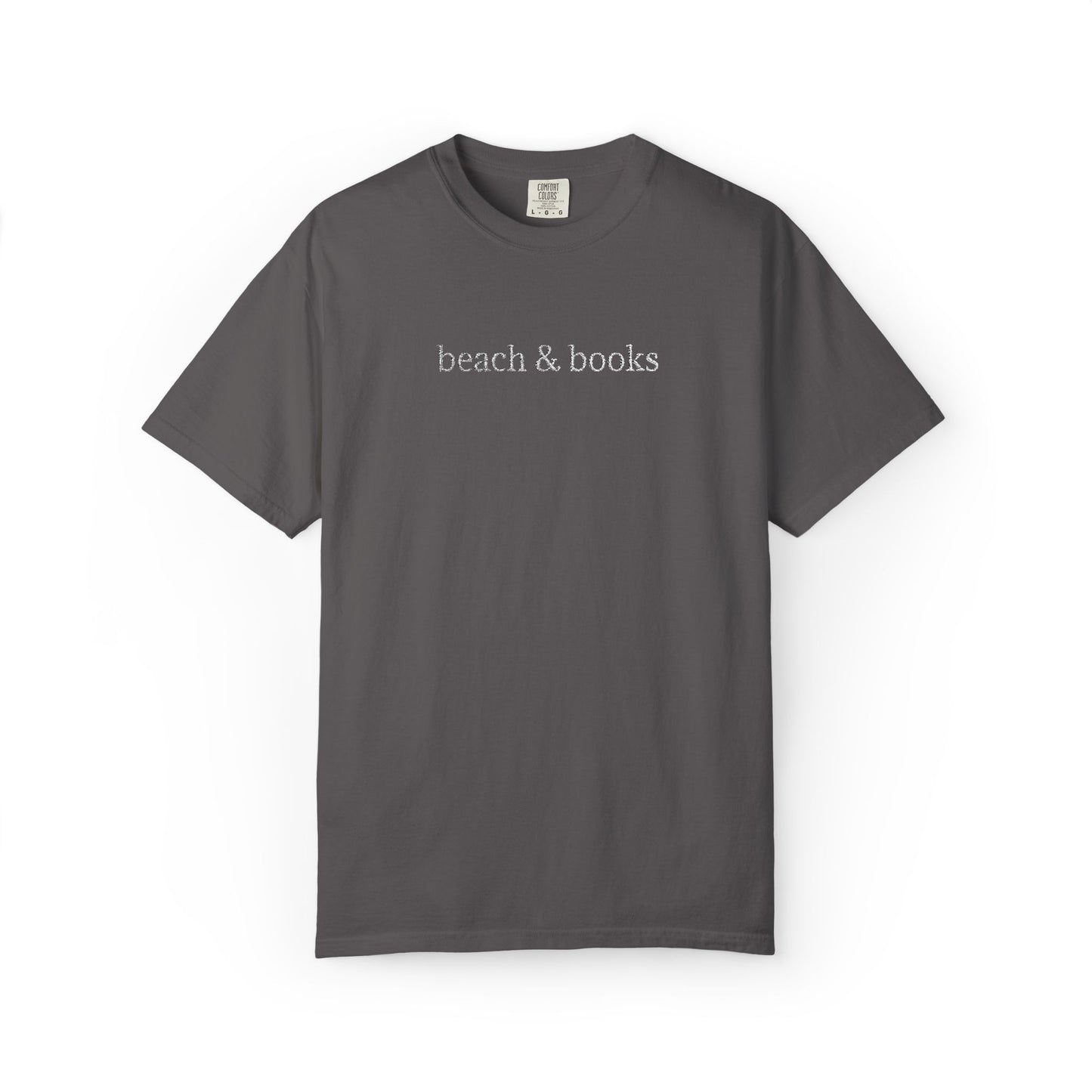Beach & Books Embroidered Tee – Comfort Colors Unisex T-Shirt