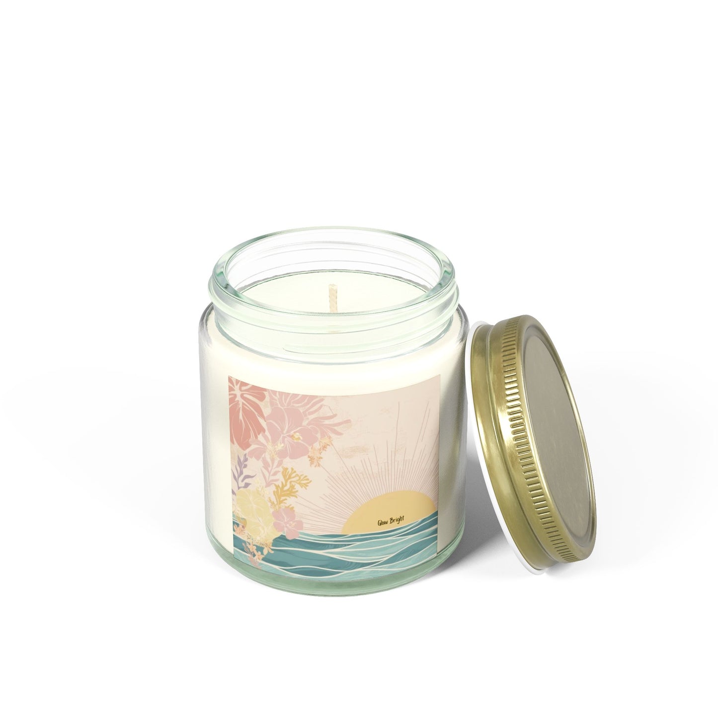 Glow Bright Pastel Sunrise Scented Candle - Coconut Apricot Wax 4oz