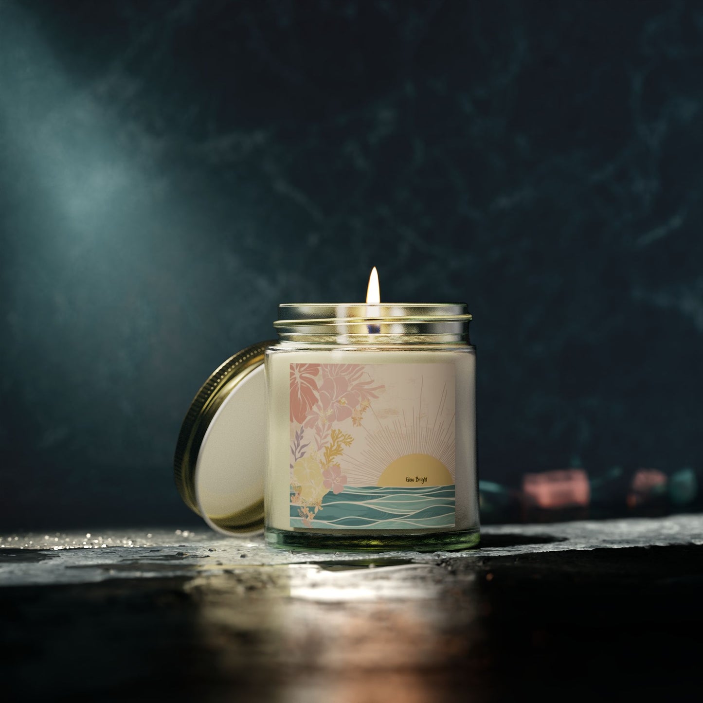 Glow Bright Pastel Sunrise Scented Candle - Coconut Apricot Wax 4oz