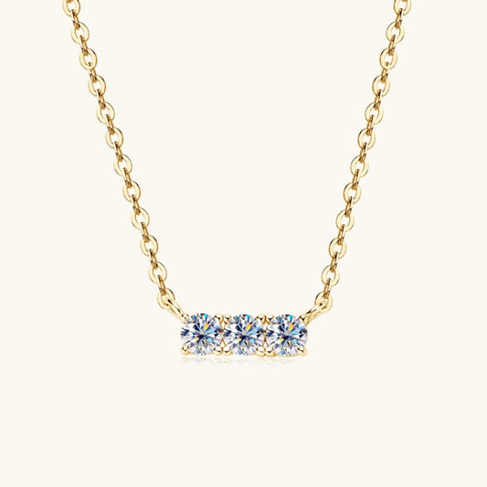 925 Sterling Silver Inlaid Moissanite Bar Necklace - Global Village Kailua Boutique