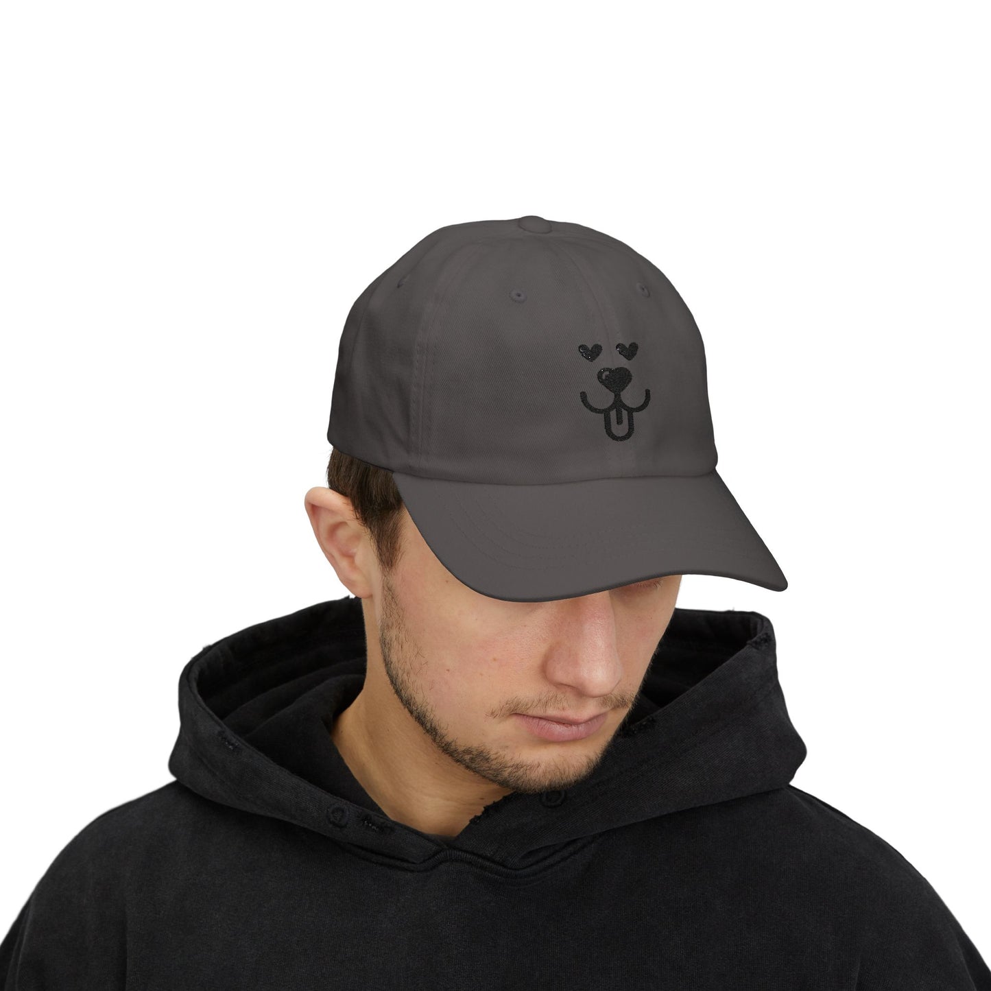 Dad Cap Embroidered Heart Eyes Dog