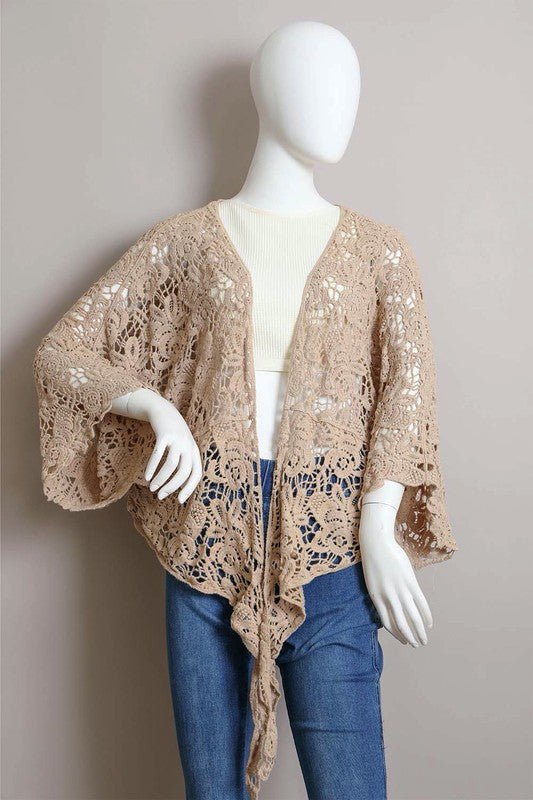 Crochet Floral Petal Kimono Wrap - Global Village Kailua Boutique
