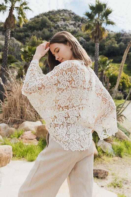 Crochet Floral Petal Kimono Wrap - Global Village Kailua Boutique