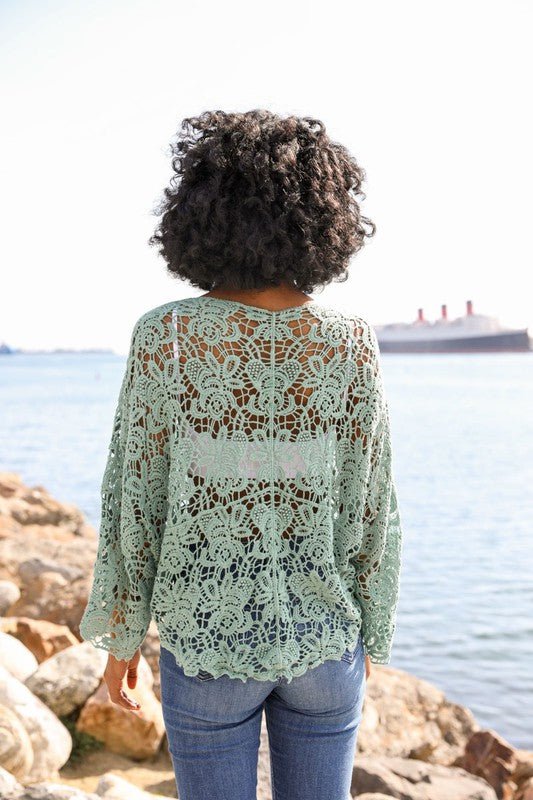 Crochet Floral Petal Kimono Wrap - Global Village Kailua Boutique