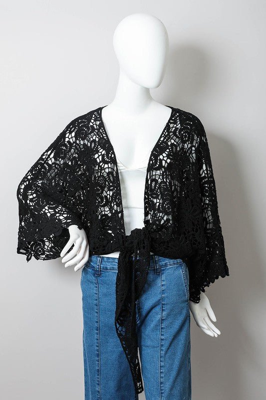 Crochet Floral Petal Kimono Wrap - Global Village Kailua Boutique