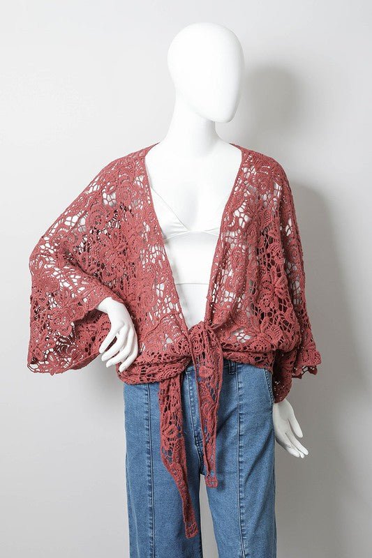 Crochet Floral Petal Kimono Wrap - Global Village Kailua Boutique