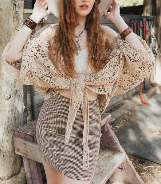 Crochet Floral Petal Kimono Wrap - Global Village Kailua Boutique