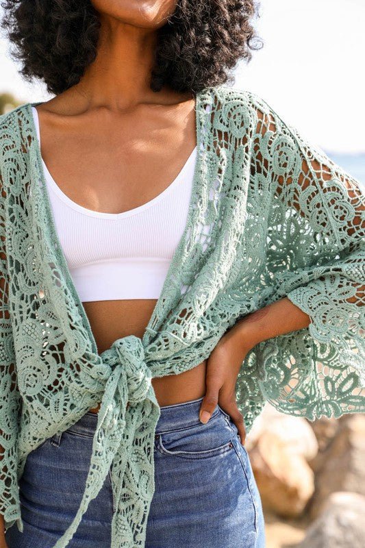 Crochet Floral Petal Kimono Wrap - Global Village Kailua Boutique